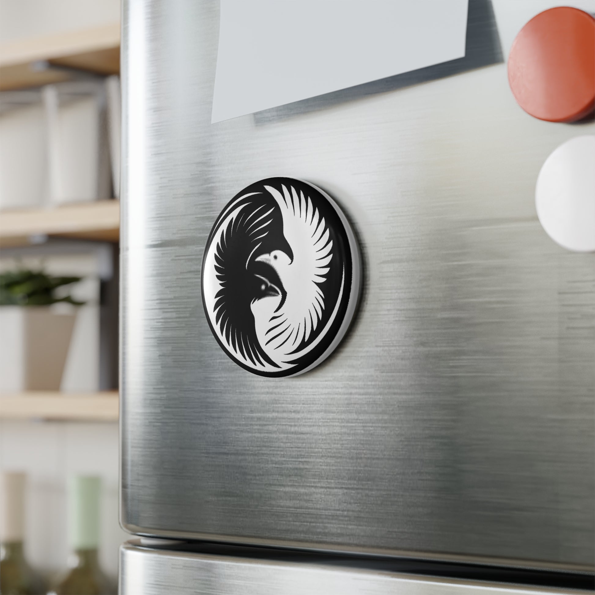Raven Sigil Magnet – Stillness on the Fridge, The everyday becomes sacred. Set of 1 or 10